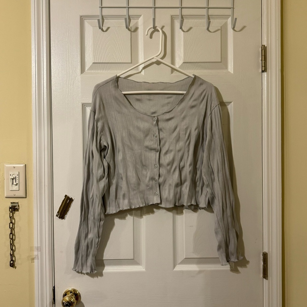 Light Gray Blue Knit Cardigan